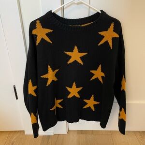 QED London Black Sweater with Gold Stars